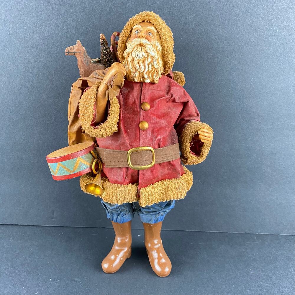 Vintage 1986 Possible Dreams Clothtique Santa Drum Toy Sack 10" No Box